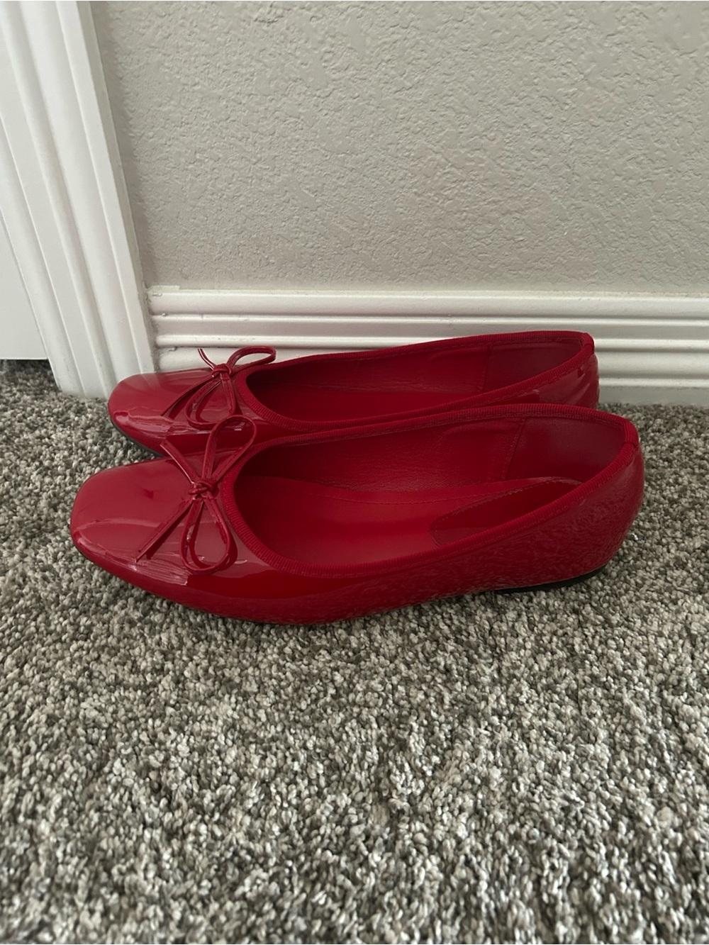 Cider Red Patent Ballet Flats with Bow - Picture 3 of 5